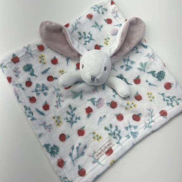Blankets & Beyond Lovey Bunny Pink Ears Baby Security Blanket Apples Toy - Picture 1 of 4